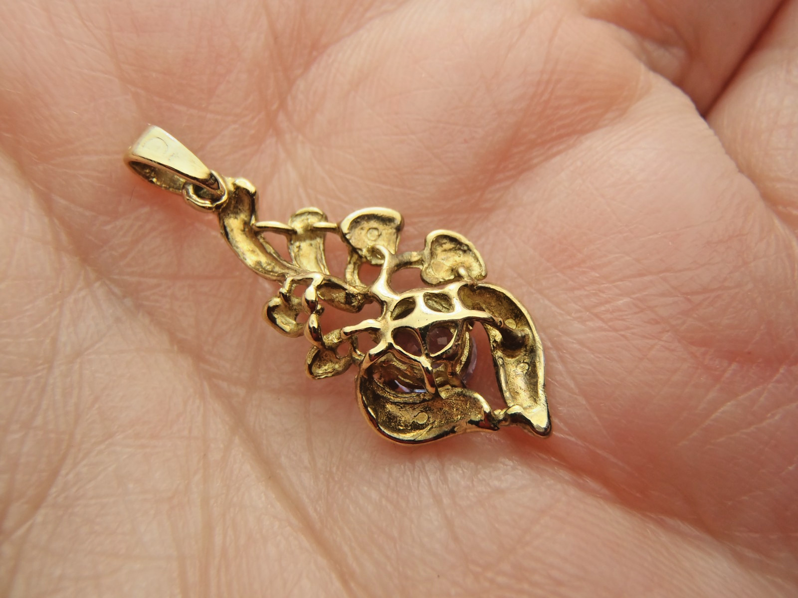 Solid 14k Yellow Gold Tanzanite Pendant 1.4 Grams 26mm x 11mm