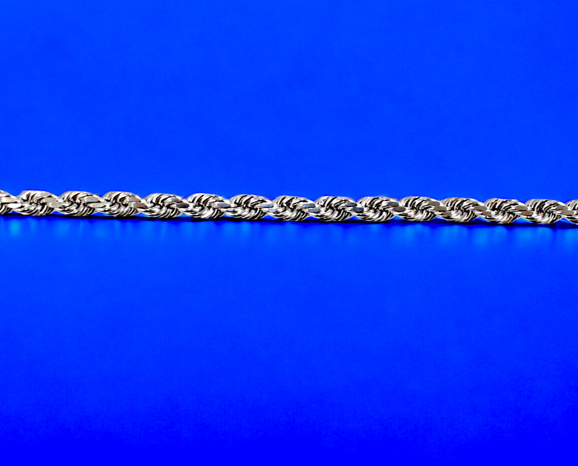 10K White Gold Rope Chain Necklace Bracelet Diamond Cut Real Gold 2mm-5mm 7″-30″