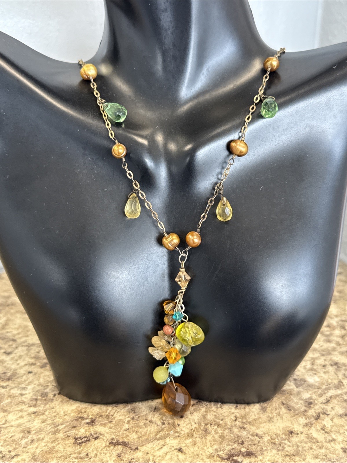 ❤️ Artisian Sterling Silver Gemstone Dangle Necklace 22″ & Earrings (2480)