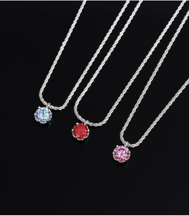 1/2ct Round Cut Multicolor Moissanite Pendant Necklace 925 Sterling Silver Chain