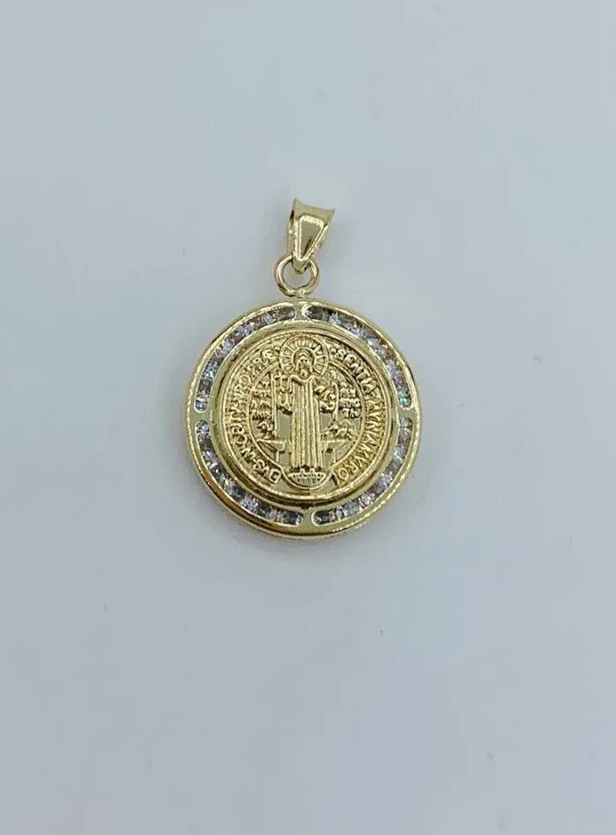 10k gold pendant San Benito Pendant St Benedict medallion – Medalla en oro