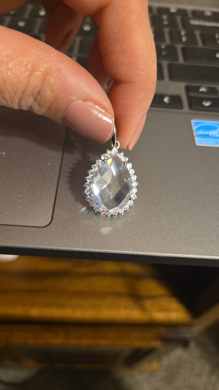 Beautiful Sterling Silver Crystal Pendant , excellent condition, marked 925