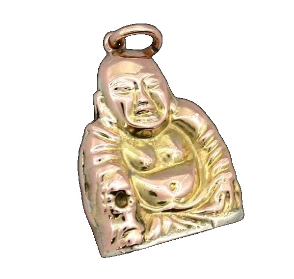 Vintage 14Kt Multicolor Yellow Gold Buddah Charm 2/3 x 1/2 Inch Pendant EBS1521