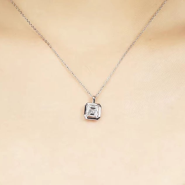 1Carat princes Lab Grown Diamond Pendant Necklace with Free Chain 14k white gold