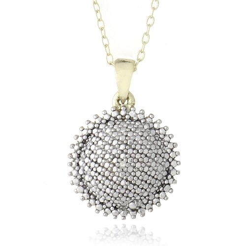 18K Gold over 925 Silver Diamond Accent Puffed Circle Necklace