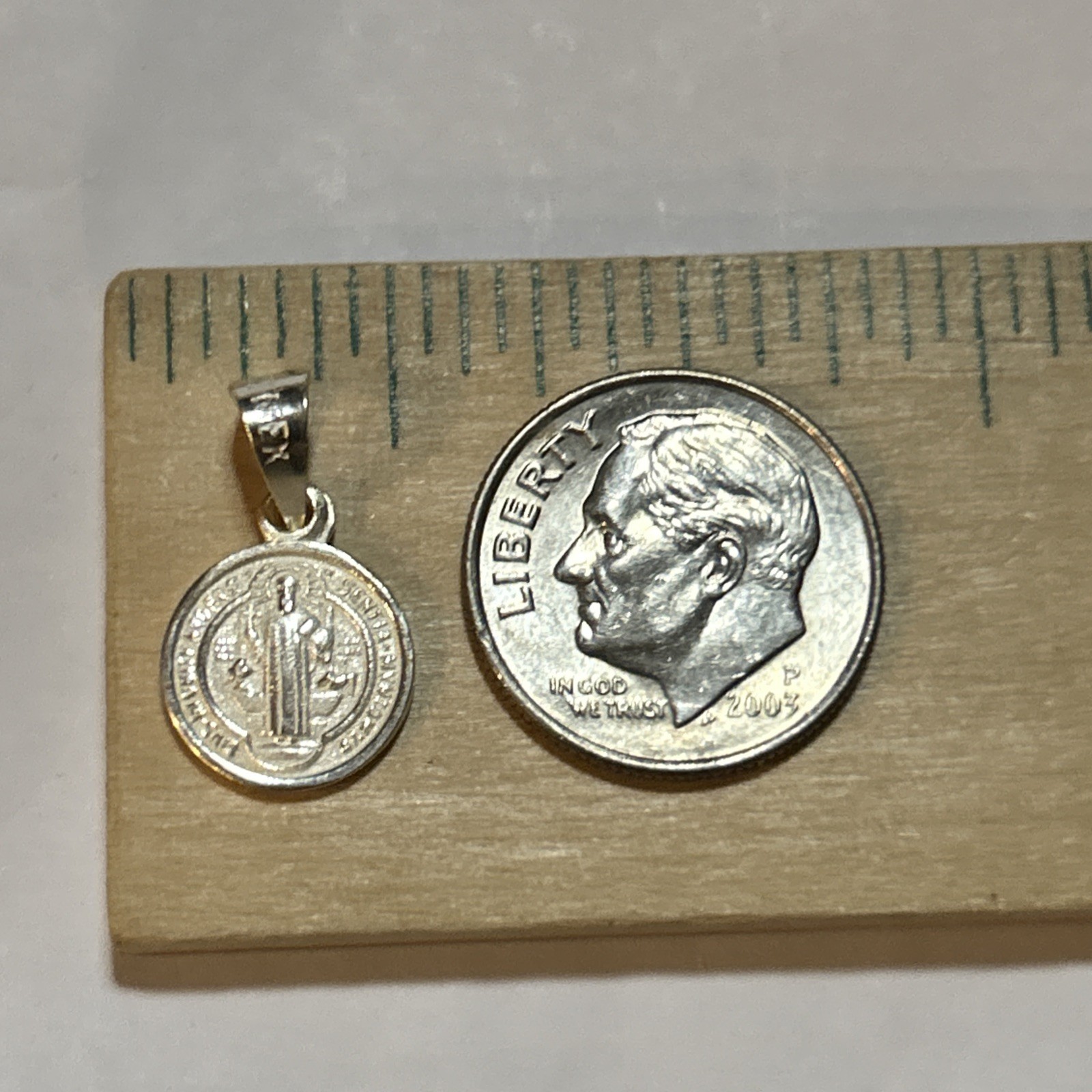 925 Sterling Silver Saint Benedict Medal Round Small 2 Sided Prayer NEW 1g Solid