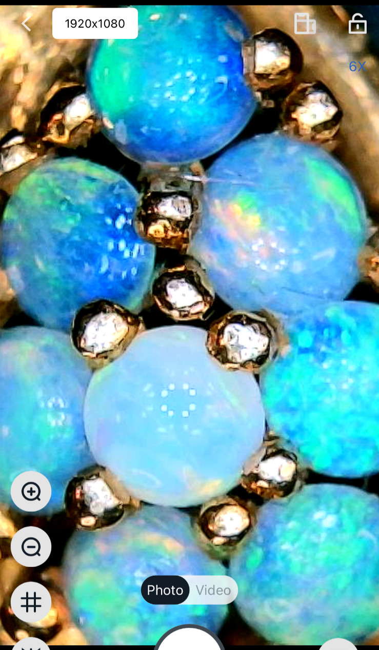 1960’s Vintage 14K Gold Natural Coober Pedy Opal Cluster Necklace Pendant 1.05g