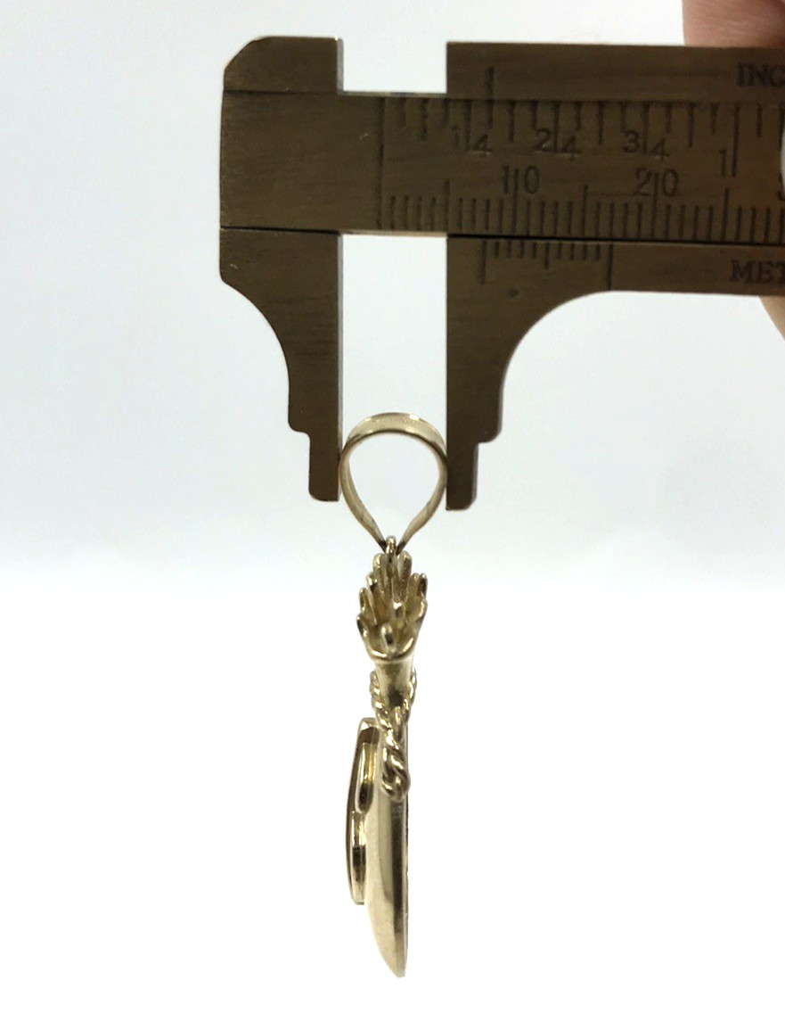 Solid 10K Yellow Gold Money Bag Dollar Sign Pendant Charm Textured Polished 7.8g