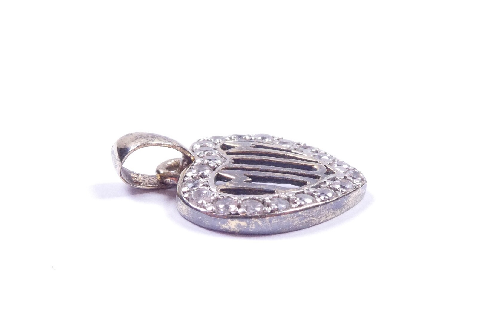 Mum Pendant Love Heart 925 Sterling Silver CZ Set 2.1g