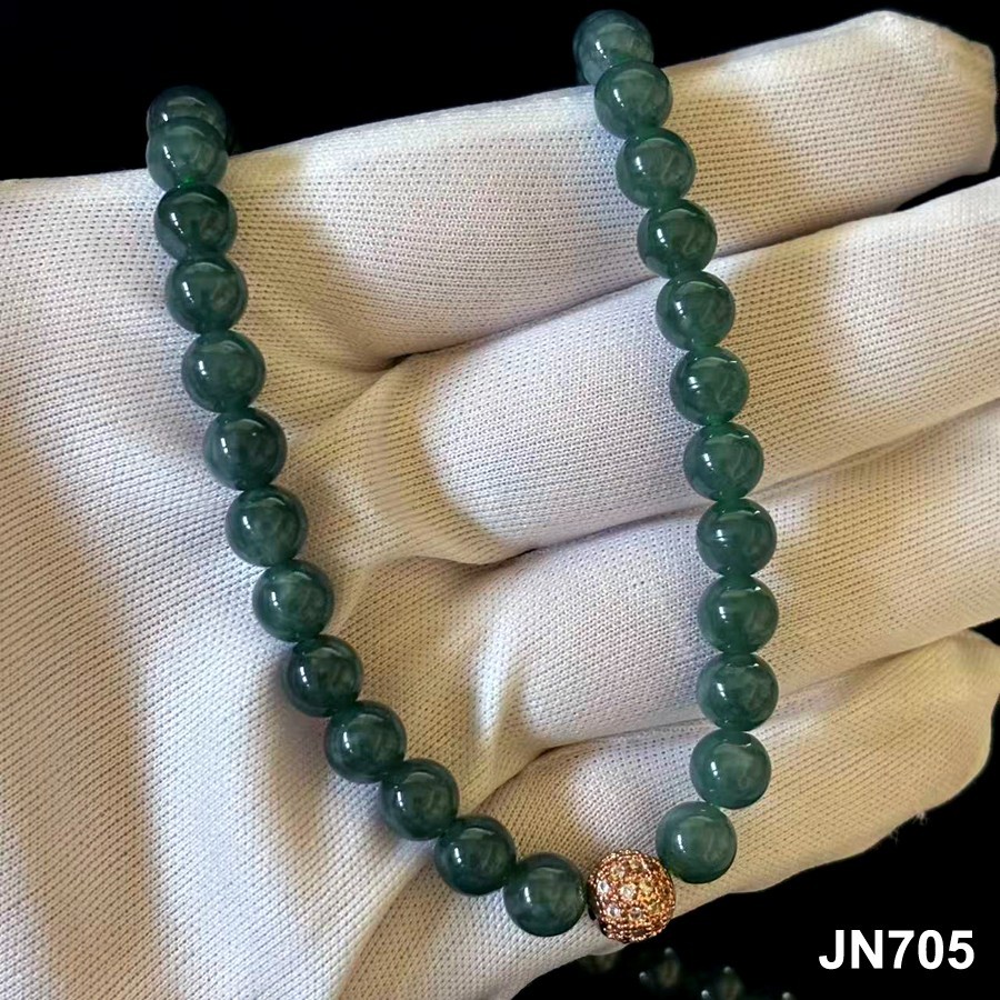 Natural Hi-grade Jade Jadeite Beads Bracelet , Width 7 mm, Length 28,29 inch