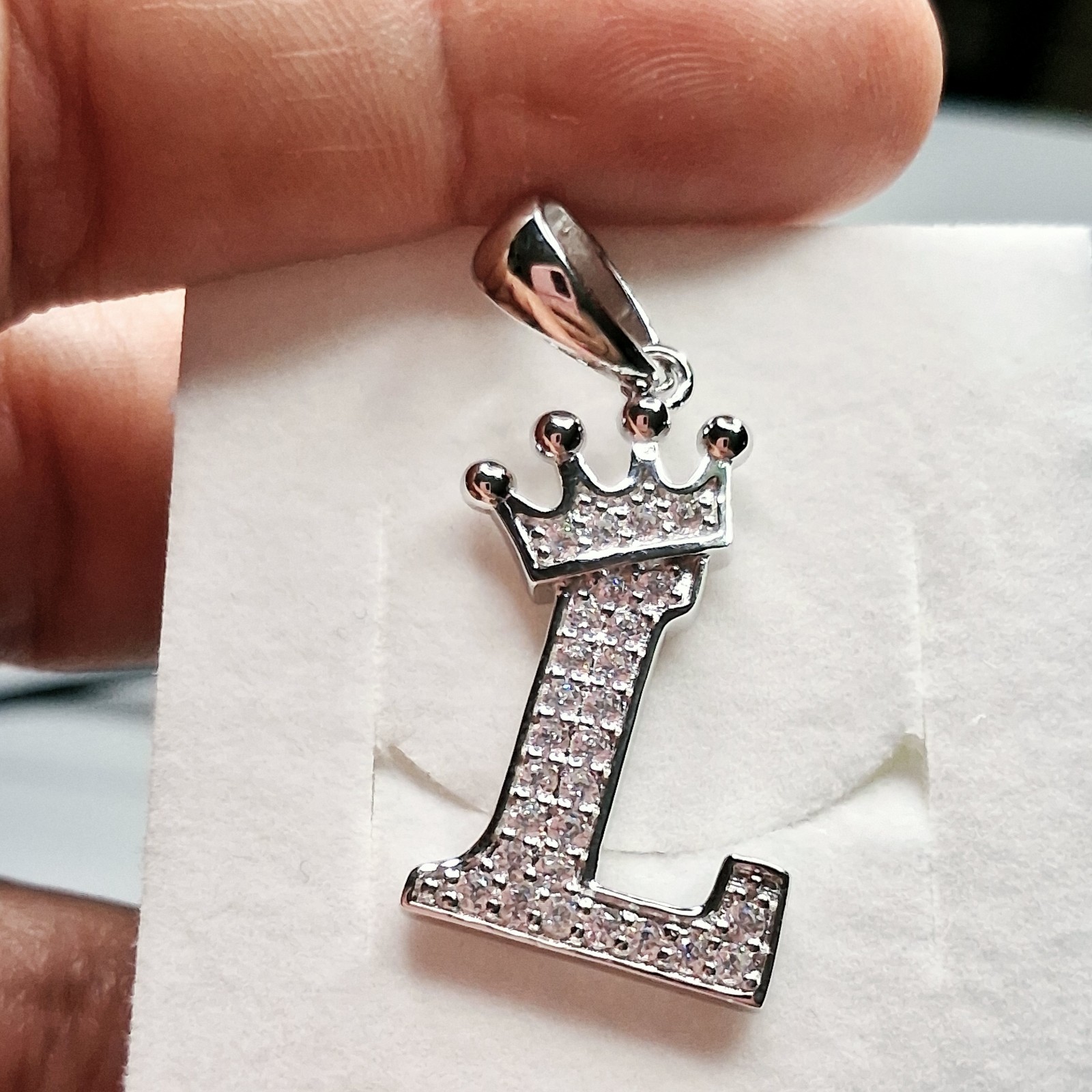 Initial Paper Clip Necklace in Sterling Silver 18″ With Letter L