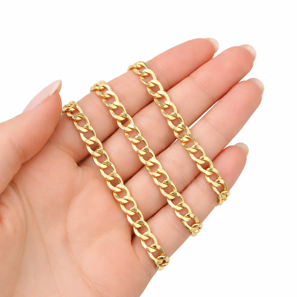 Real 14k Yellow Gold Cuban Curb Link Chain Necklace 7mm 24 Inch Men