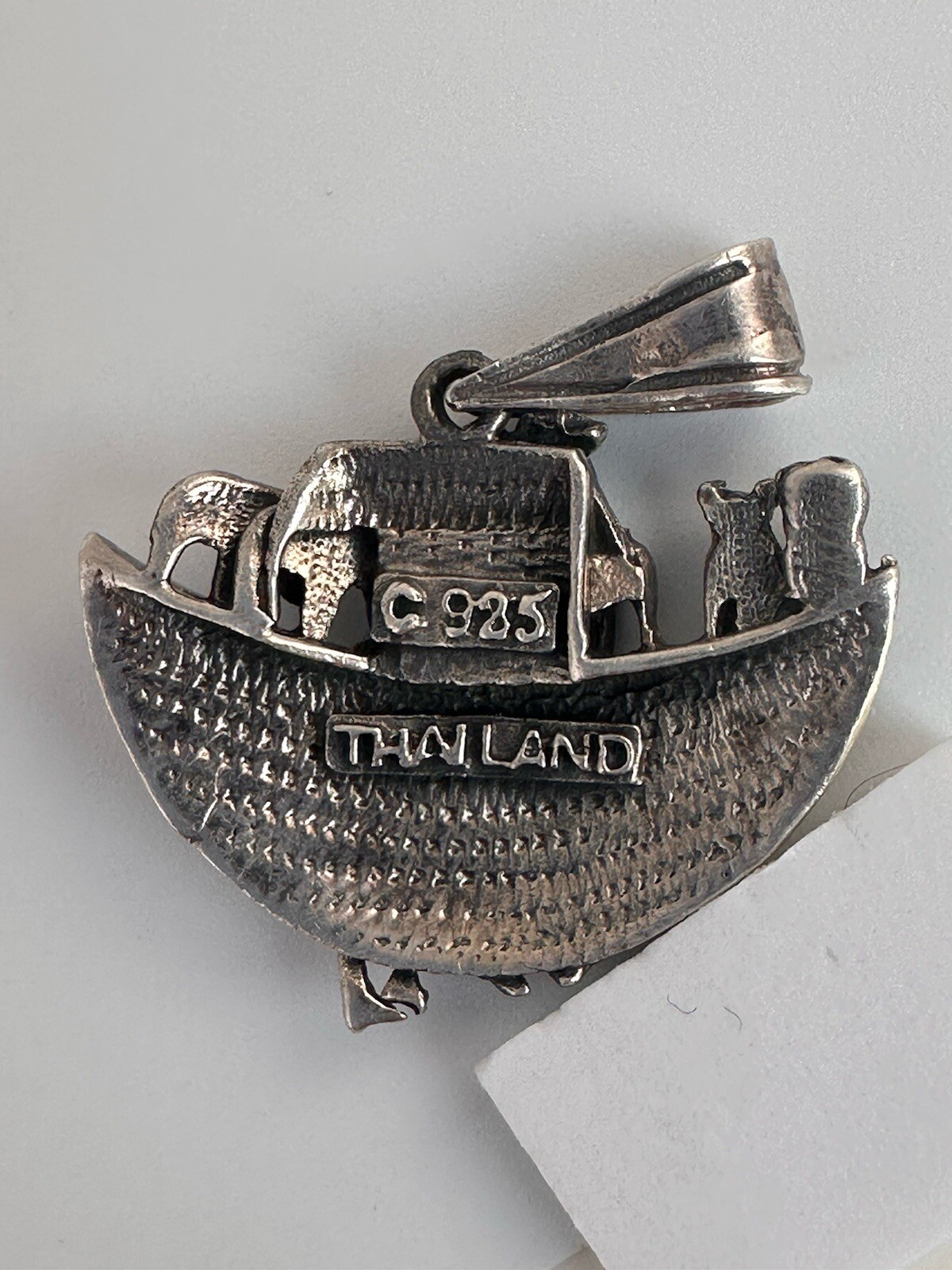 Vintage Sterling Silver 925 Animals Noah’s Ark 3D Pendant Faith 5g Bible Jewelry