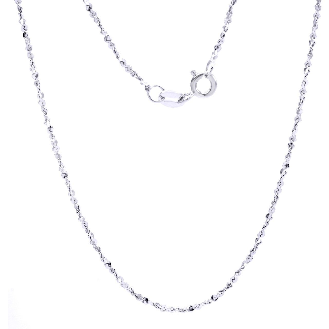 18″ Sparkle Chain Necklace 14k White Gold Plated 925 Sterling Silver