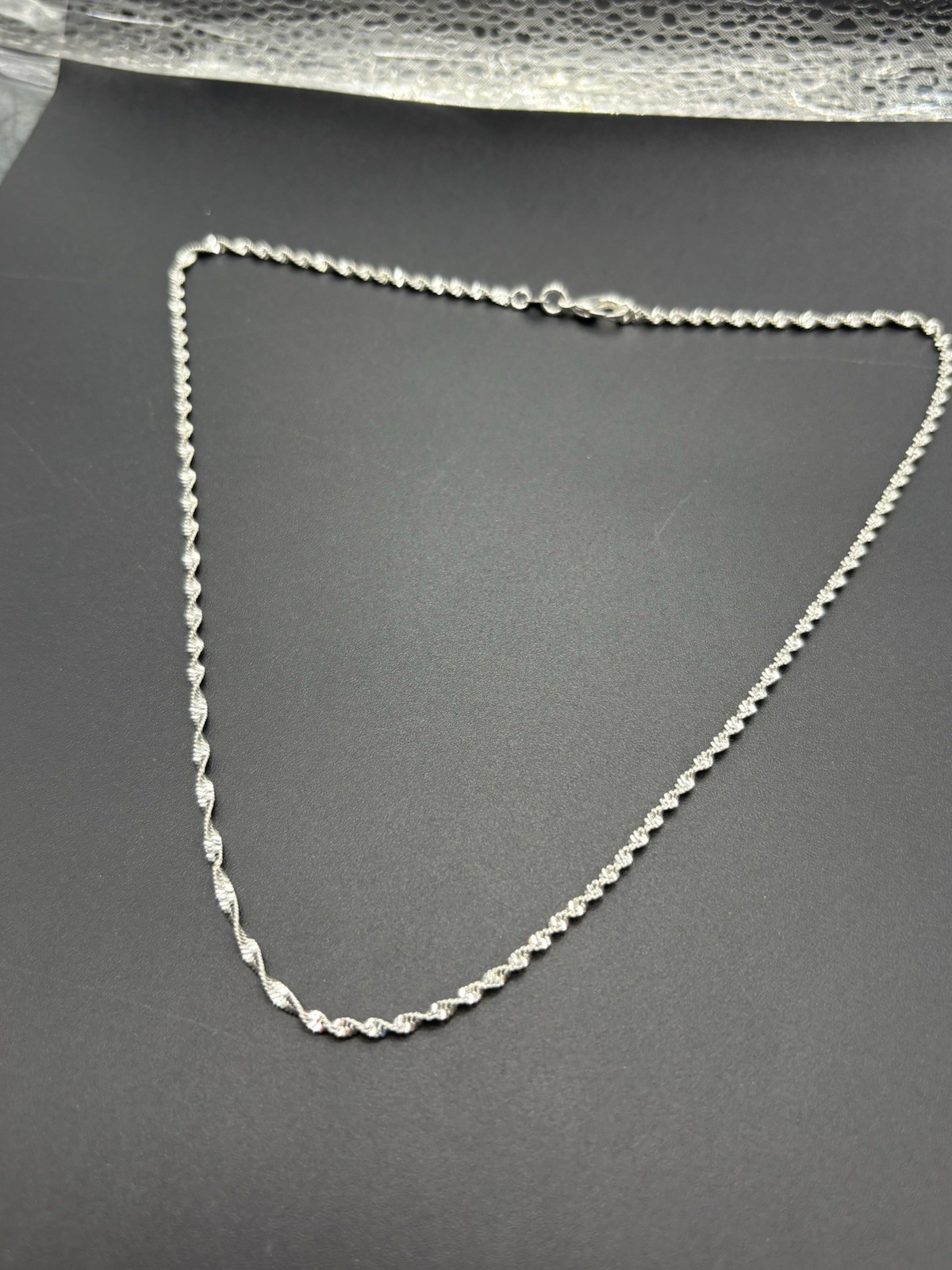 18″ Sterling Silver Sparkle Singapore Chain Necklace 925 B16