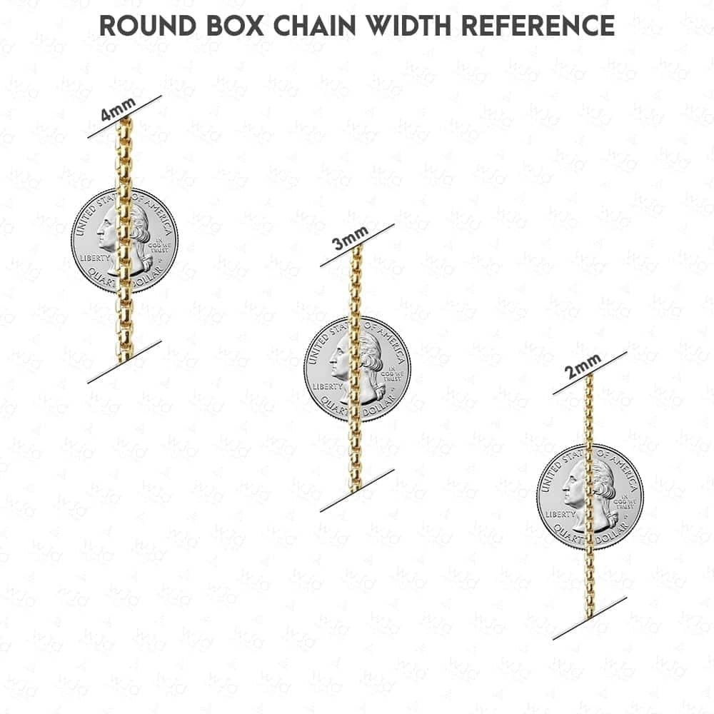 14K Yellow Gold Hollow 2mm Round Box Chain Necklace 18″ 20″ 22″ 24″ 26″