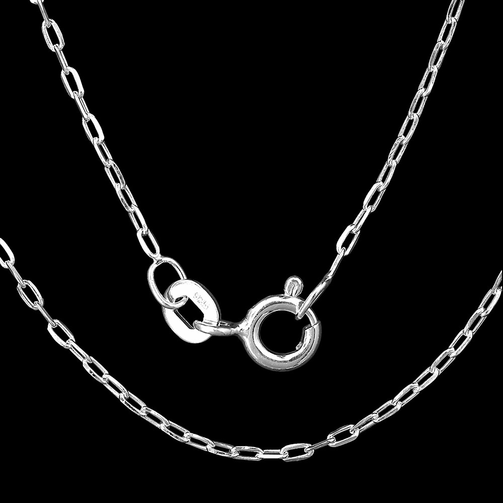 18″ 925 Sterling Silver Paperclip Chain Necklace Modern, Shiny & Elegant DGC1045