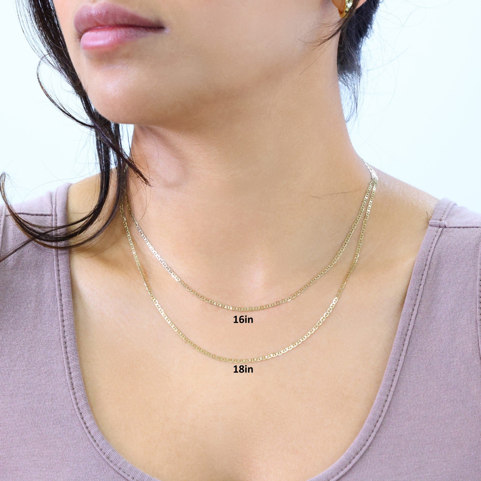 14K Yellow Gold Solid Womens 2mm Mariner Anchor Flat Link Chain Necklace 18″