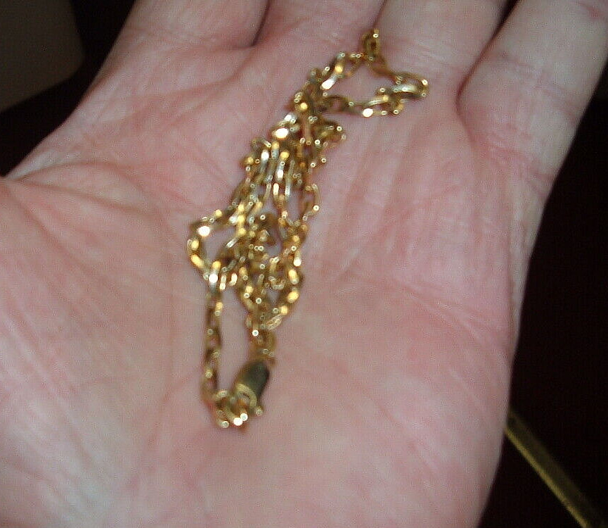 RARE ITALY * 57 AR 14K SOLID GOLD 14 in. LINK CHAIN NECKLACE LOBSTER CLASP 8.8g