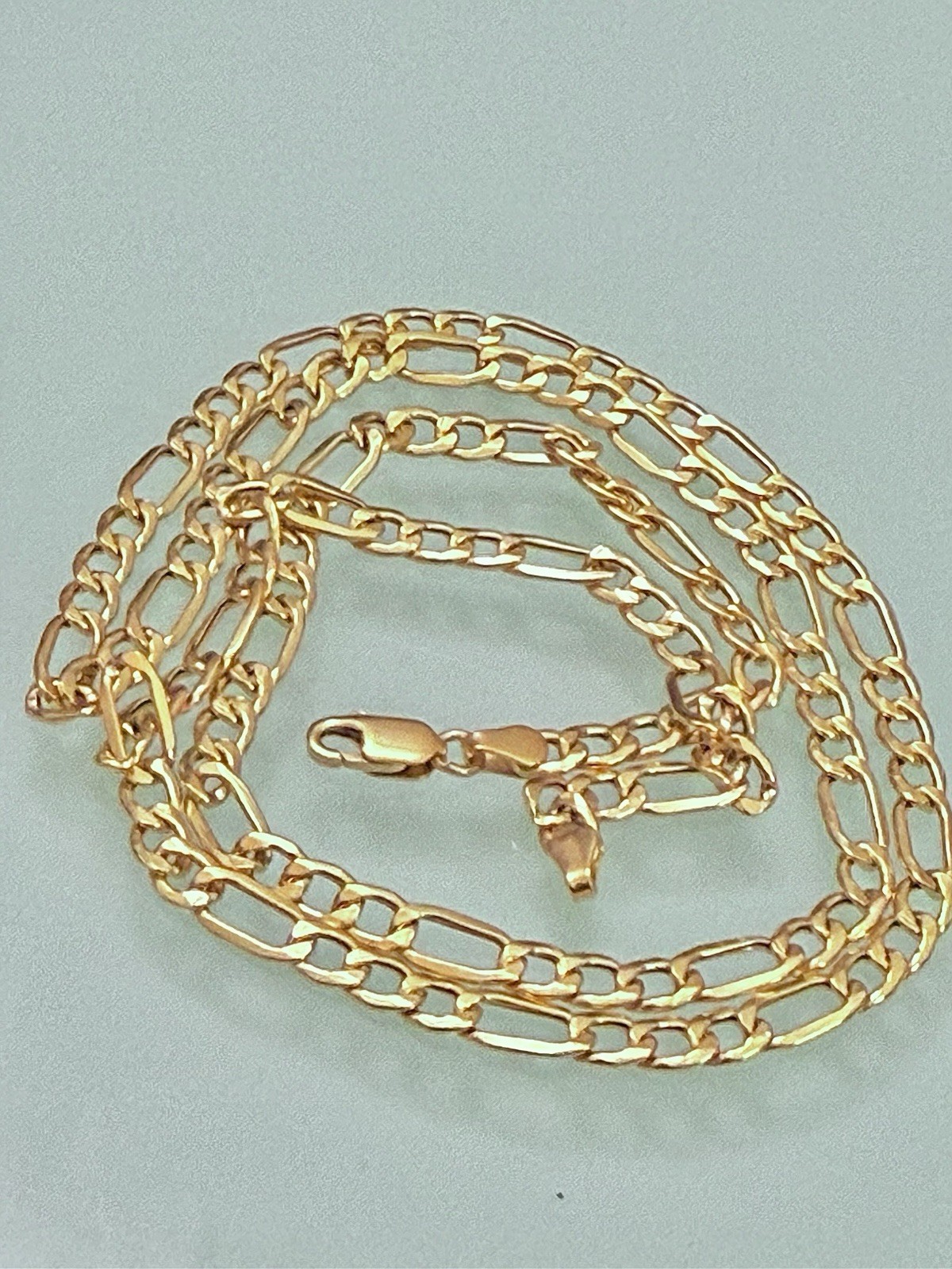 Pure 18K 750 Men Genuine Gold Chain Cuban Figaro Necklace 23.5” long 5mm 6.83g
