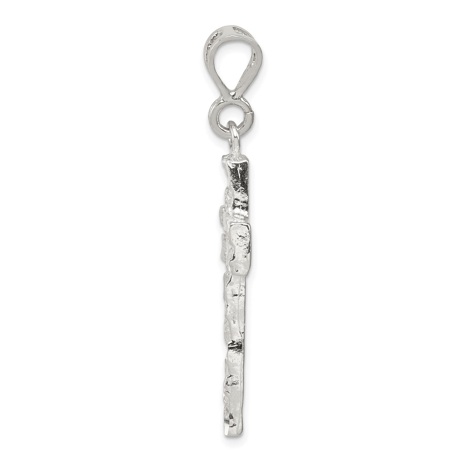 Sterling Silver Nugget Cross Pendant Necklace for Men Women Religious Charm