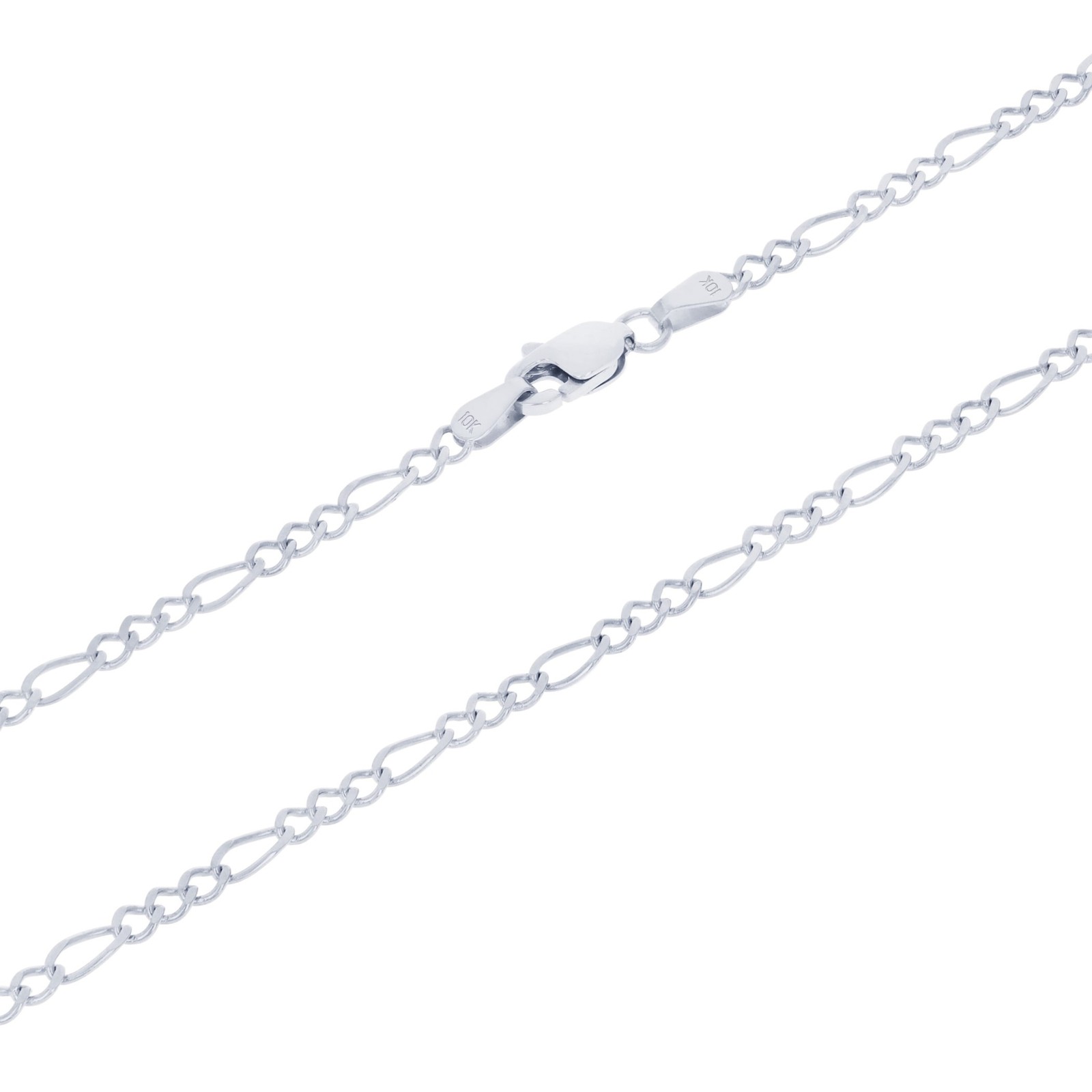 10K White Gold Solid 2.75mm Italian Figaro Link Chain Necklace Mens Womens 20″