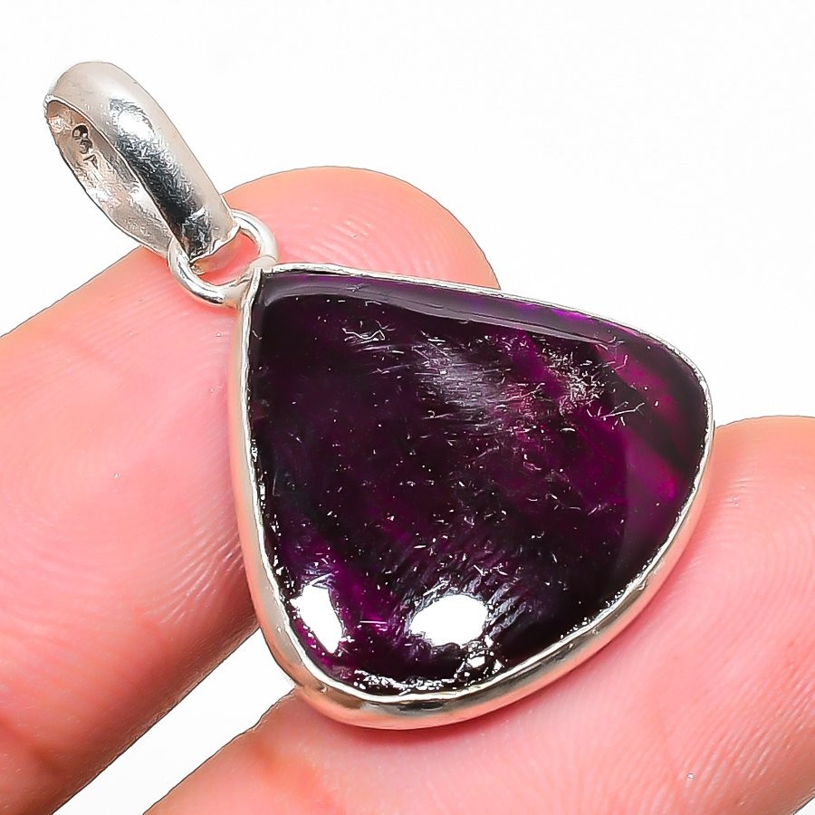 Purple Labradorite Gemstone 925 Sterling Silver Jewelry Pendant 1.22″ G139