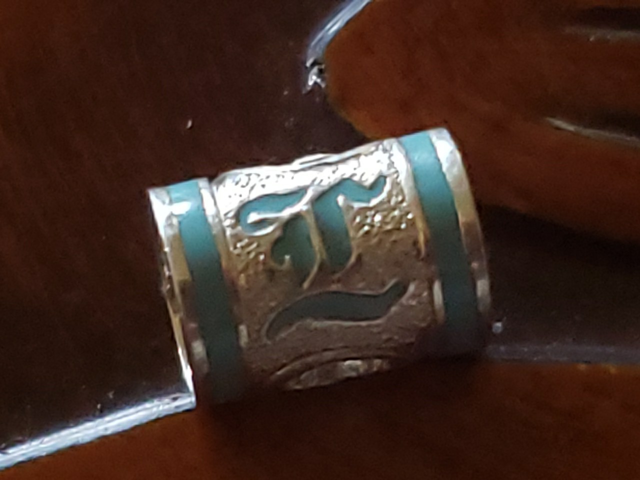 Hawaiian Baby Silver Initial Pendant Enamel 8mm X 6mm Slide Blue Letter