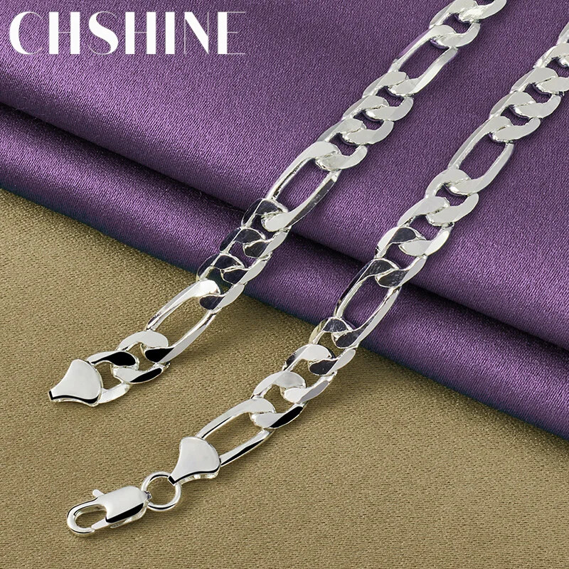CHSHINE 925 Sterling Silver 8mm Men’s Chain 16-24 Inch Necklace Charm Jewelry