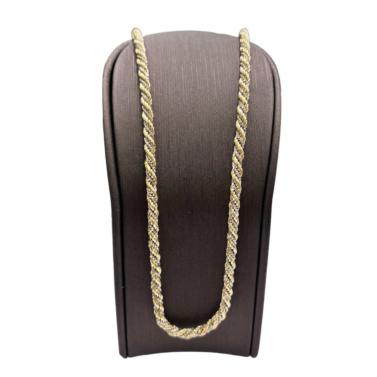 18ct 18K Two Tone Gold Italian Rope Link Chain Necklace 30.54 Grams 70cm. New