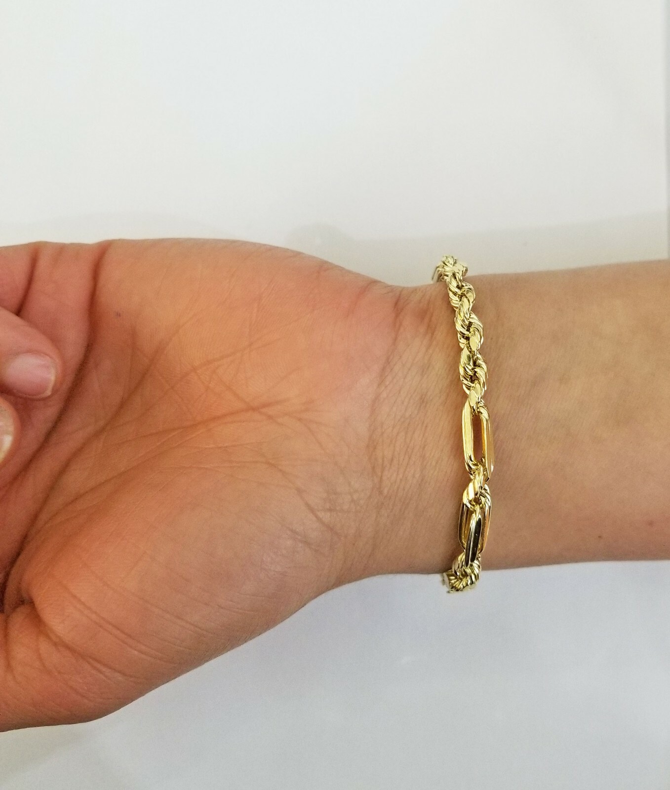 10k Yellow Gold Milano Rope Chain bracelet 7 Inch 5mm real gold Free Shipping