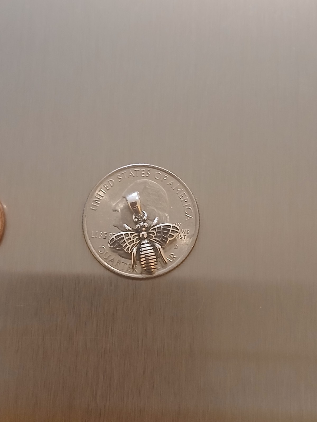 Sterling Silver 925 Bee Pendant, Signed, Animals & Insects Design,Flying Bug.