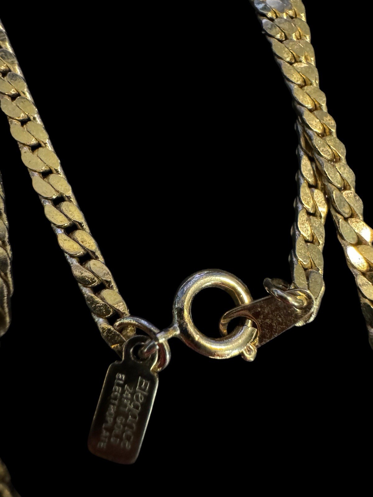 30″ 24k Gold Electroplate Necklace Link Weave Cuban Diamond Cut P9