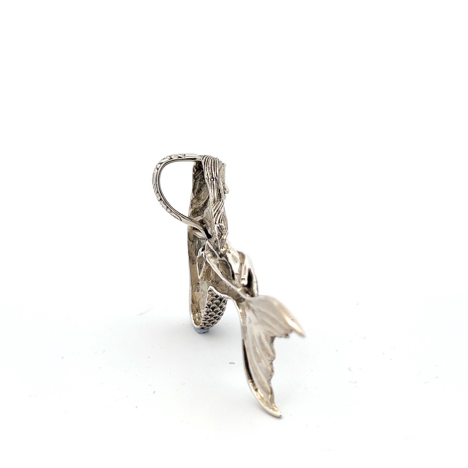 Sterling Silver Mermaid Pendant/Slide Designer Signed (1 7/8 x 2 3/4 Inch)