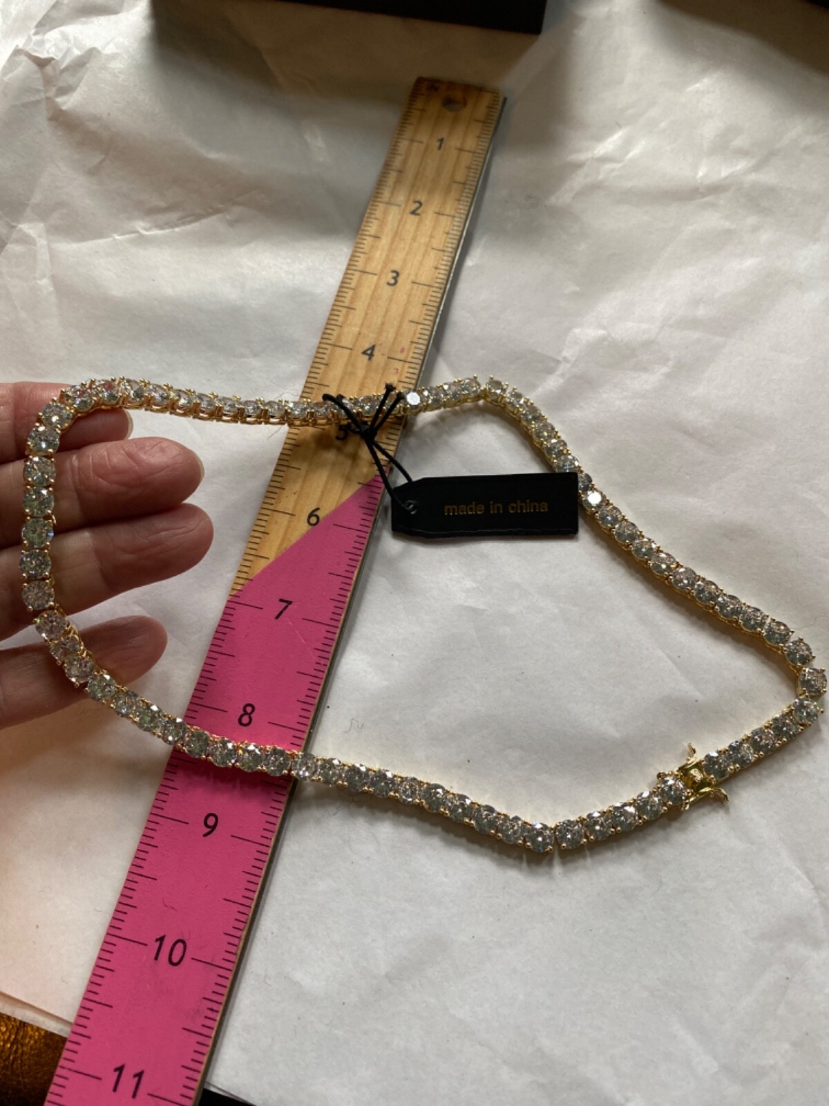 GOLD PLATED TENNIS NECKLACE 16” NWT