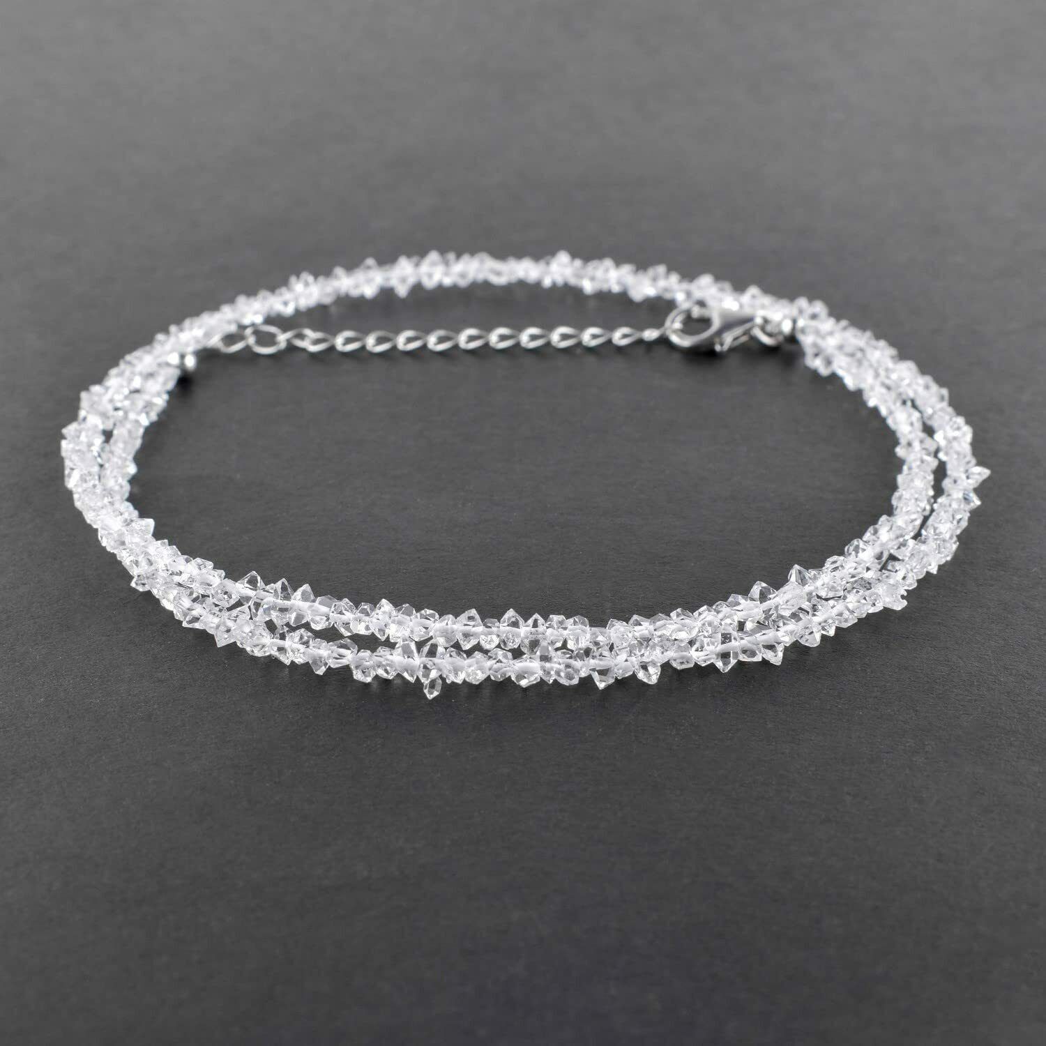 925 Sterling Silver Natural Herkimar Diamond Necklace 18 Inches Necklace b-02