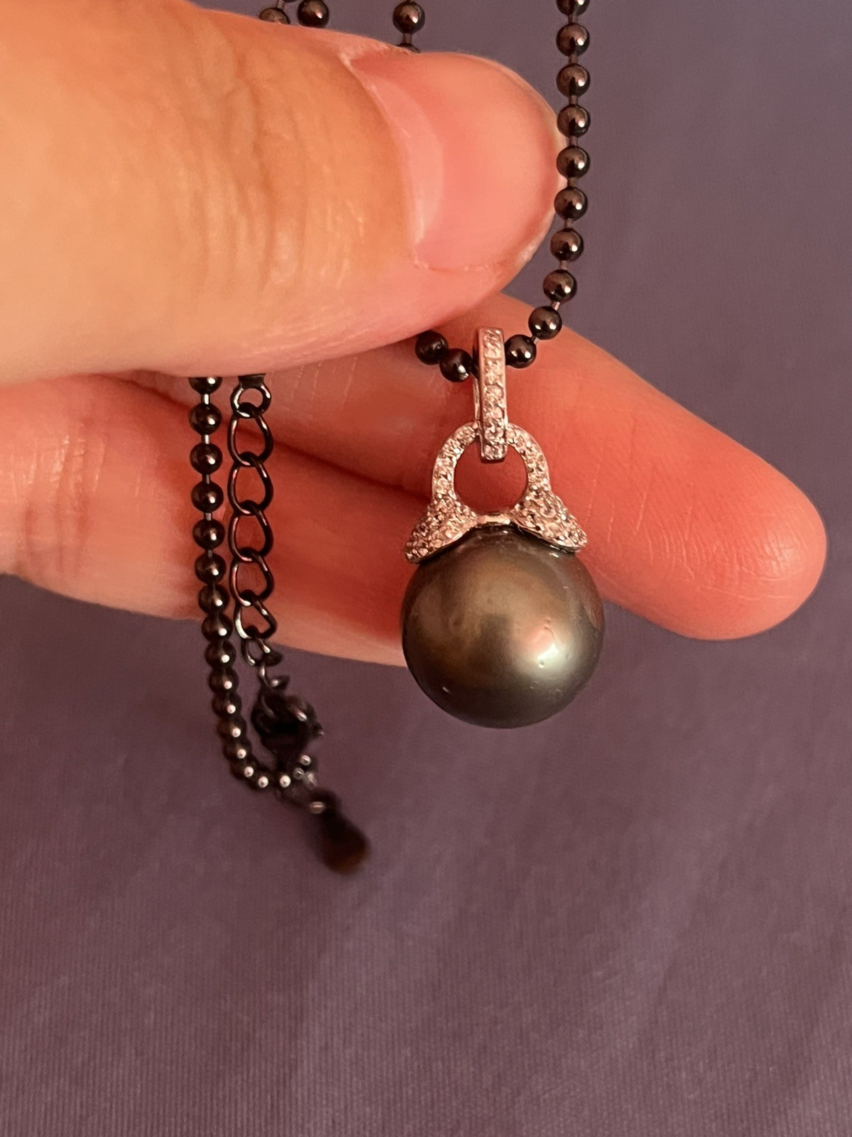12mm Tahitian Natural South Sea Pearl Pendant Only With S925 opened clasp