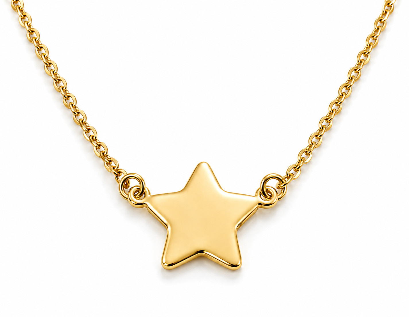 Genuine New 52cm 9ct 9K 375 Yellow Gold Belcher Chain Necklace With Star