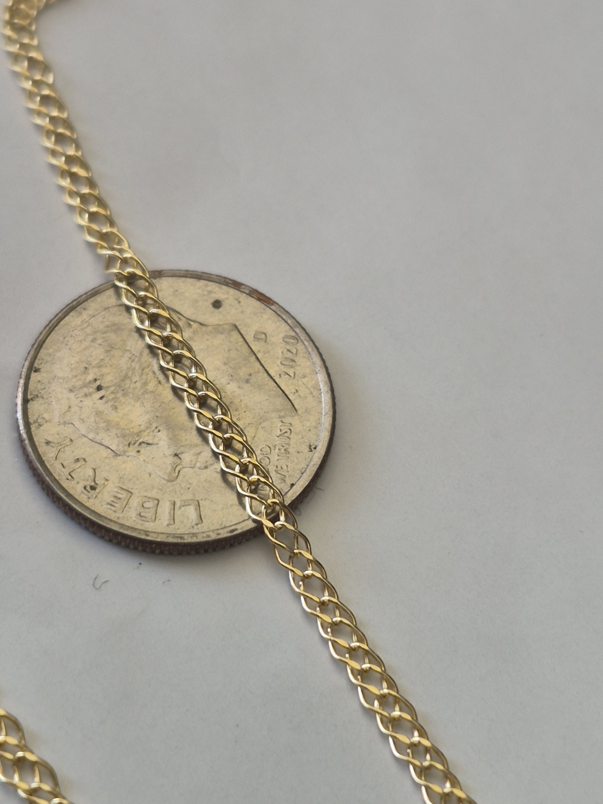 Solid 10k Gold 18in Rombo Link Double Cuban Necklace Dainty 2mm Elegant
