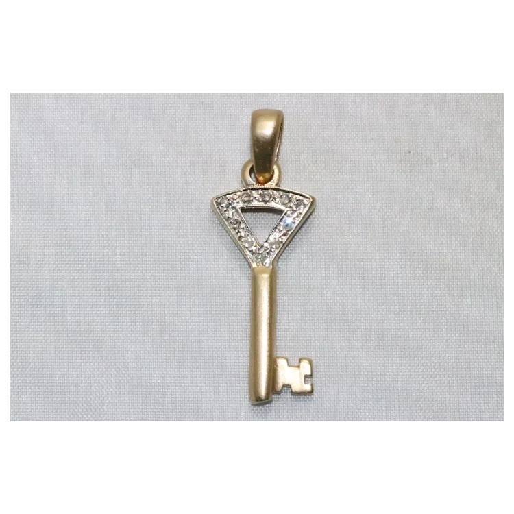 14K Yellow .15 CT Diamond Key Pendant