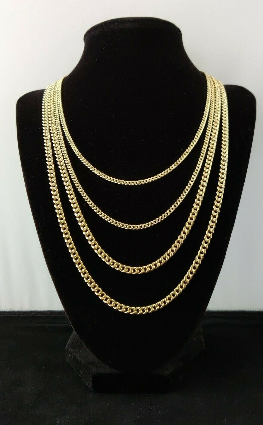 Yellow Gold Miami Cuban Chain Necklace and Bracelet 3mm, 4.2mm Real 10K Gold