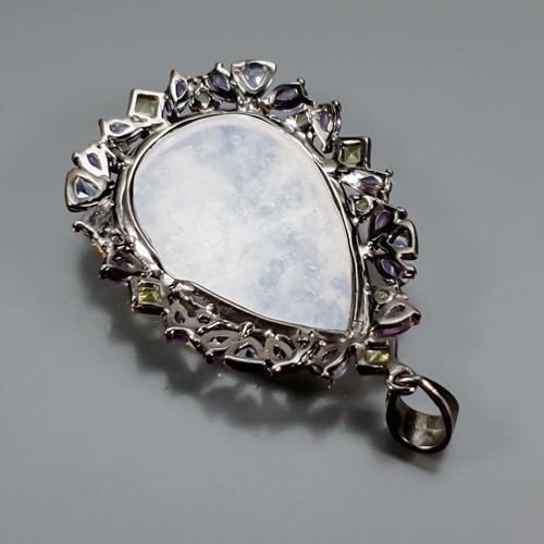 Fashion 45 ct+ Natural Moonstone Pendant 925 Sterling Silver /NP55091
