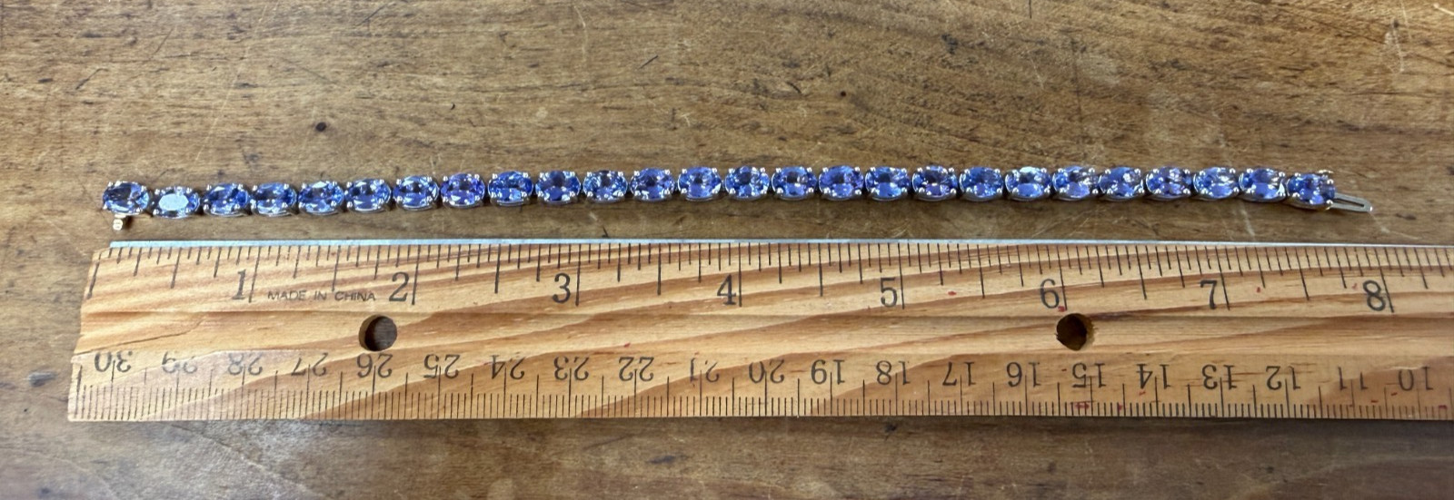 14kt Gold &Sterling Silver 19cts Tanzanite Bracelet W/ Original Box
