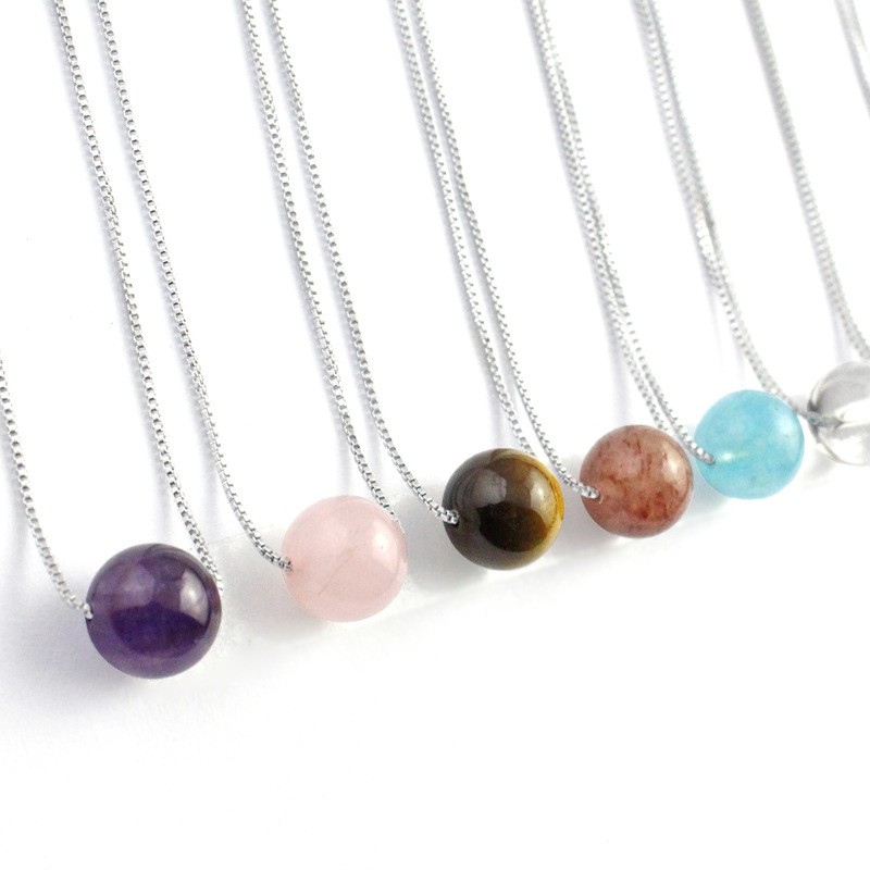 Women Natural Boho Summer Crystal Beaded Necklace Korean Style Minimalist Chain