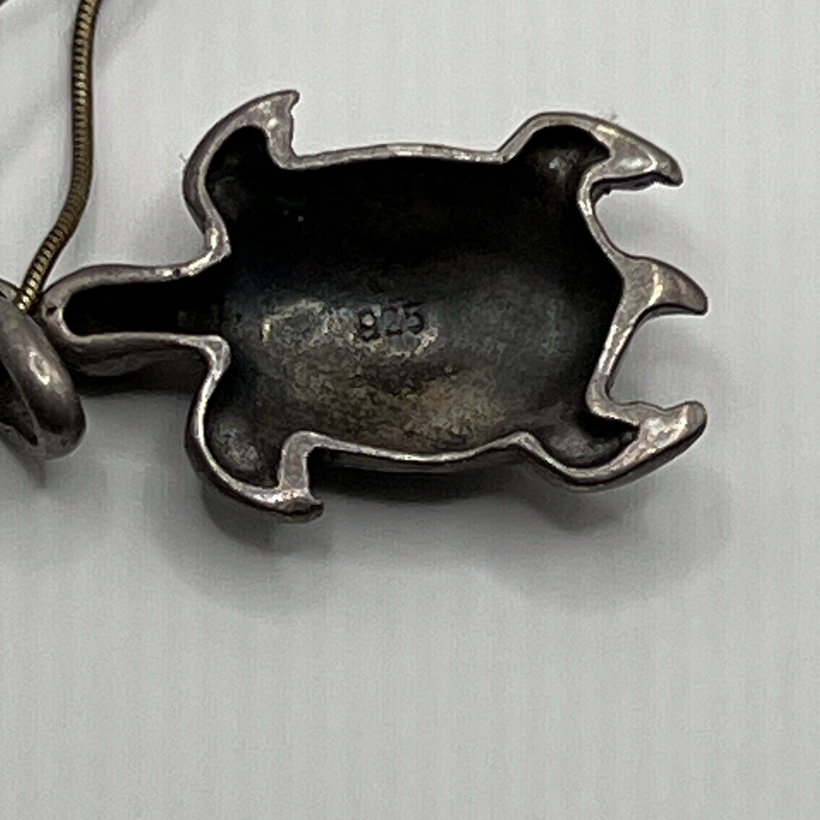 Vintage .925 Sterling Silver Sea Turtle Pendant 18” Rope Chain Necklace 5.9g