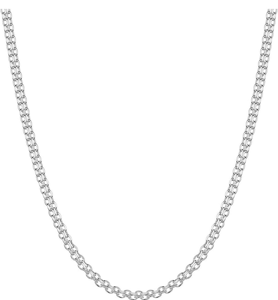Italian Solid Sterling Silver Bismark Link Chain Necklace 925 Silver Chain 3MM