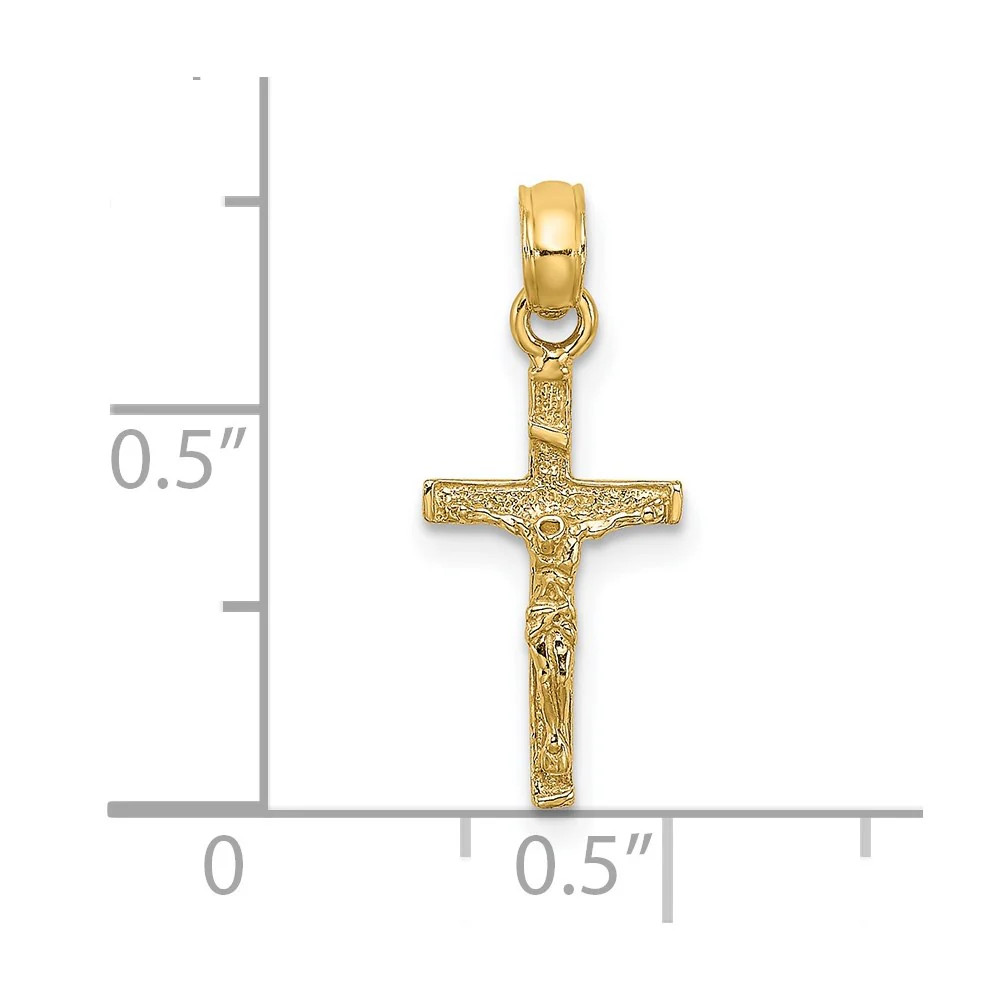 10K / 14K Yellow Gold Mini Crucifix Charm