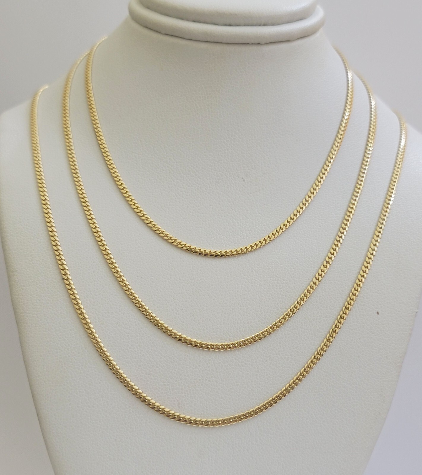 Solid 18k Yellow Gold Necklace Chain Miami Cuban Link 2mm 18″-24 Inch Real 18kt