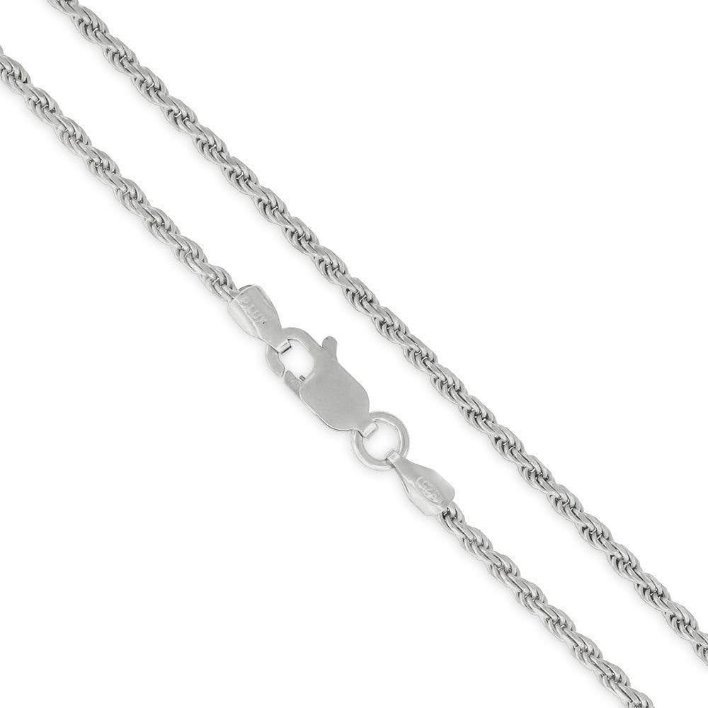 Sterling Silver Rope Diamond-Cut Link Necklace Chain 1.5MM-5.5MM, Men’s Jewelry