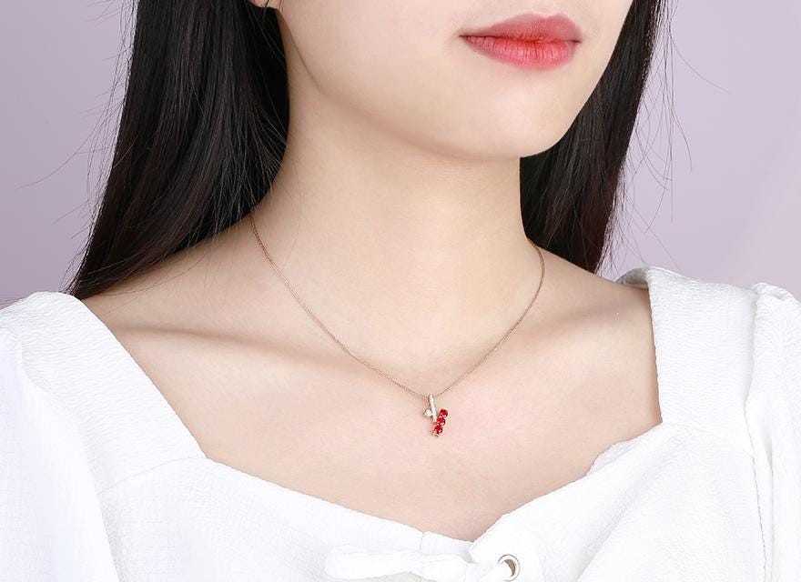 0.78ct Natural Ruby Pendant in 18K Gold with Diamonds, Unique Gemstone Jewelry